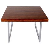 ROSEWOOD AND CHROME SQUARE TABLE ROSEWOOD AND CHROME SQUARE TABLE