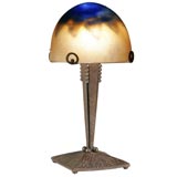 FER FORGE LAMP WITH ART GLASS MADE BY DAUM NENCY