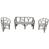 Vintage 3 PIECE FAUX BOIS BENCH AND CHAIRS SET