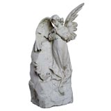 CARVED MARBLE STATUE OF AN ANGEL