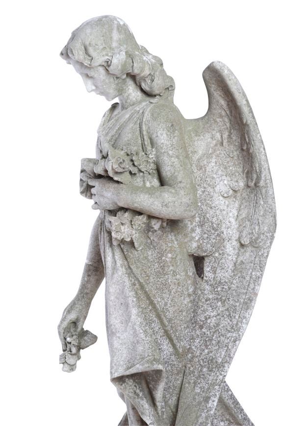 Carved CARVED MARBLE STATUE OF AN ANGEL