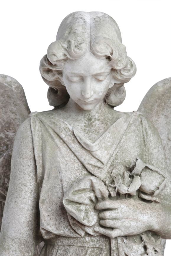 Marble CARVED MARBLE STATUE OF AN ANGEL