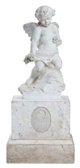 CARVED MARBLE ANGEL STATUE