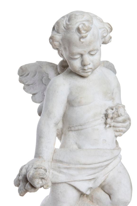 CARVED MARBLE ANGEL STATUE