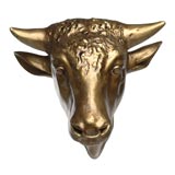 ZINC HEAD OF A BULL FROM A BUTCHER STORE