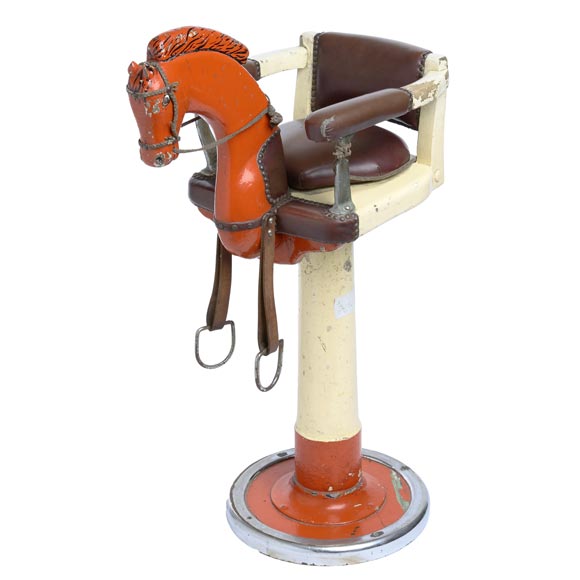 CHILD'S BARBER CHAIR WITH HORSE at 1stDibs