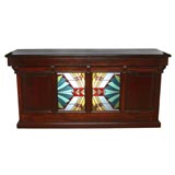 MAHOGANY AND STAINED GLASS STORE COUNTER OR BAR
