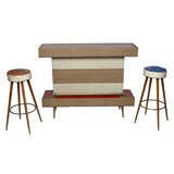 MID CENTURY BAR AND TWO STOOLS