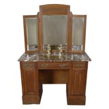 Vintage OAK, MARBLE, BRASS VANITY WITH SINK AND MIRROR