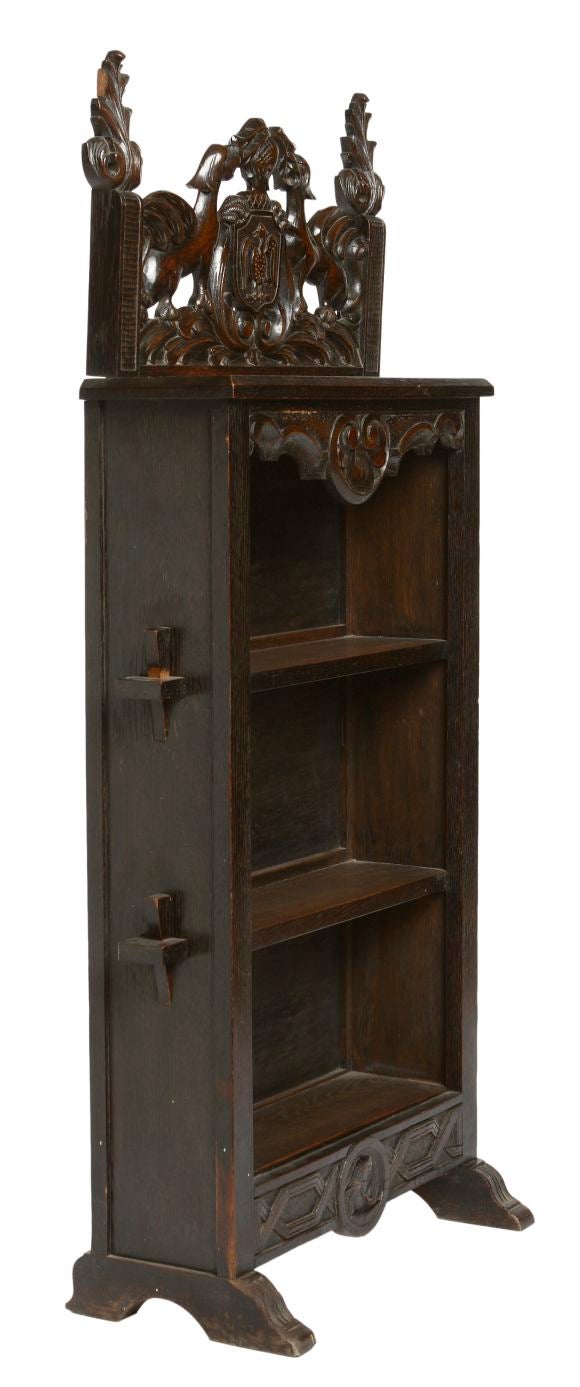 CARVED OAK GRIFFIN SHELF