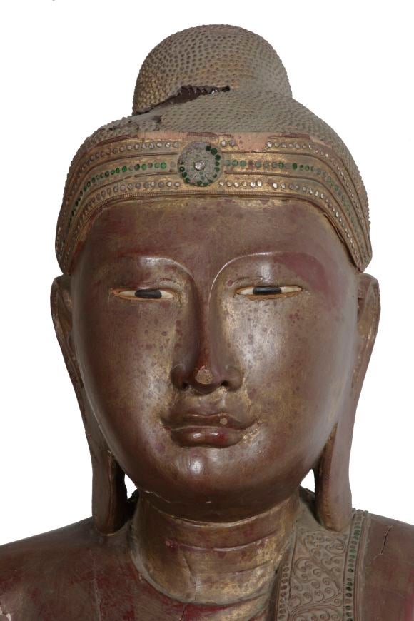 Carved Wood Buddha Statue For Sale at 1stDibs