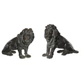 PAIR OF BRONZE LIONS