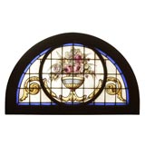 Antique ART GLASS ARCH TOP TRANSOM