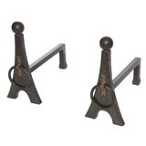 Antique Pair Of Fer Forge Andirons