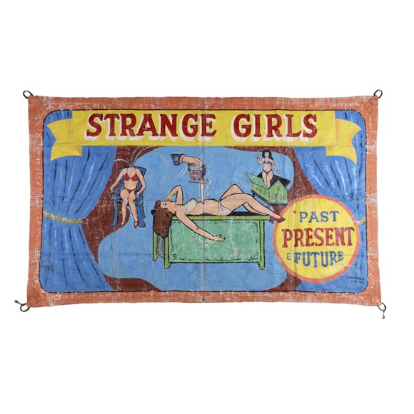 Two-Sided Circus Banner "Strange Girls"