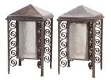 PAIR OF FER FORGE EXTERIOR LANTERNS