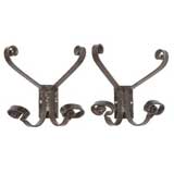 Antique PAIR OF FER FORGE HOOKS