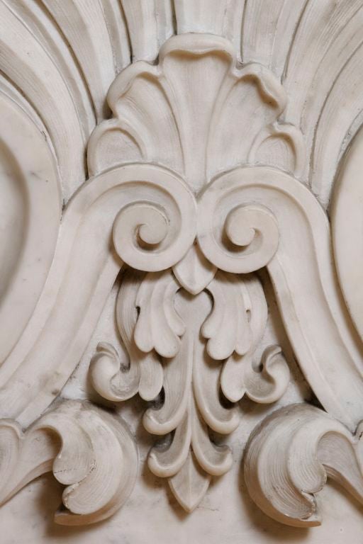 American HEAVILY CARVED MARBLE PEDIMENT