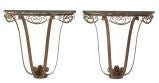 PAIR OF FER FORGE CONSOLES WITH MARBLE TOPS