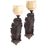 PAIR OF FER FORGE SCONCES SIGNED BY MICHEL ZADOUNAISKY