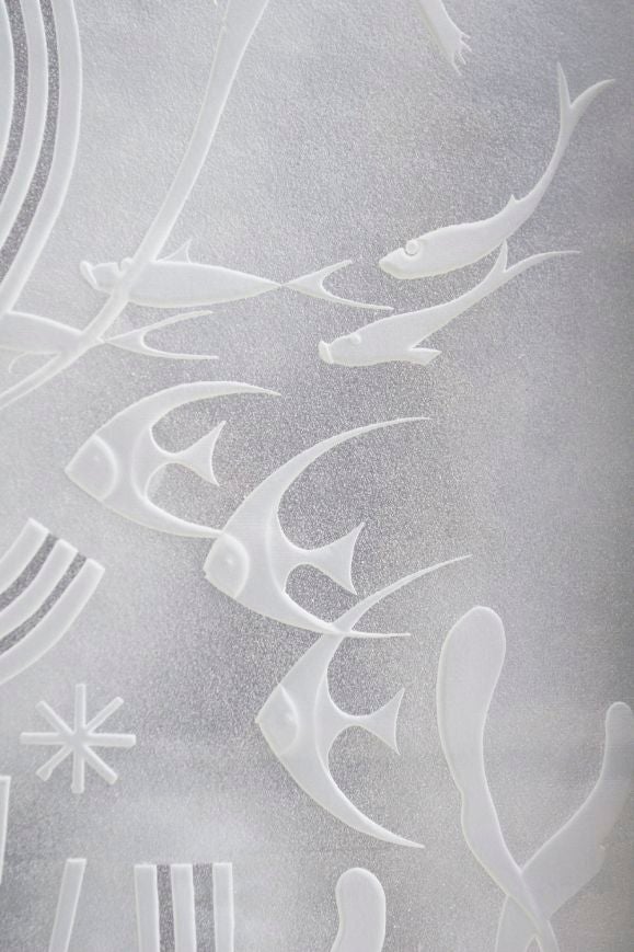 ACID ETCHED GLASS DOOR WITH AQUATIC SCENE 1