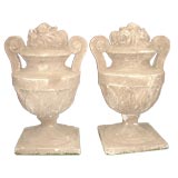 TWO Pair Cement Flower Urn Finials