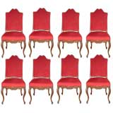8 French Louis XIII Os de Mouton Side Dining Chairs