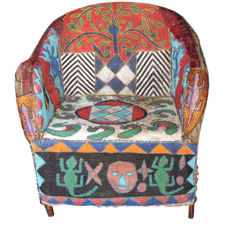 African beaded arm chair