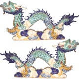 Pair large Chinese ceramic dragons