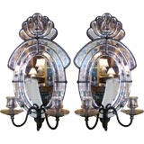 Pair French Mirrored Sconces