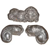Set of three silver cats