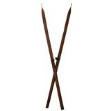 Pair Antique Walnut Cross Country Snow Skis