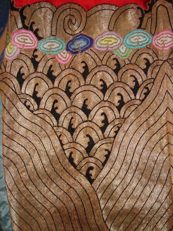 Hand Embroidered Silk Court Robe In Excellent Condition In Sarasota, FL