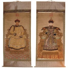 Pair of Large Chinese Emperor & Empress Scrolls