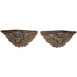 Pair Iron Cherub Wall Planters