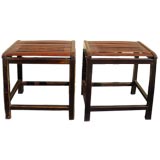 Pair Chinese bamboo benches