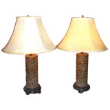 Pair stone lamps
