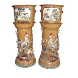Pair Ceramic Planters on Stands