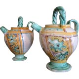 Antique Pair of Italian Majolica Apothecary Jars