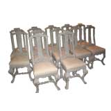 Set of 12 Dutch Baroque painted oak dining chairs