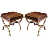 Pair of Helene Aumont bronze stools