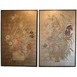 Pair of Decorative Silver Leaf Panels