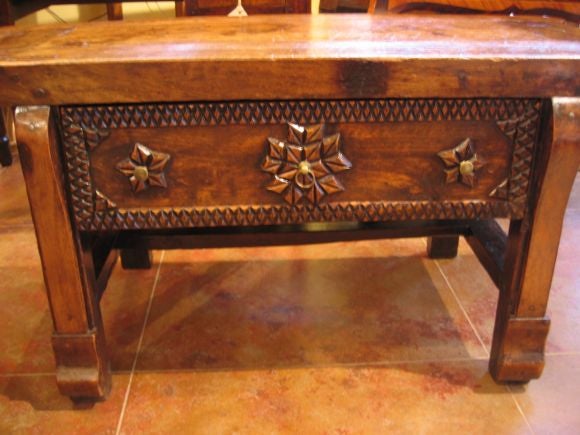 19th. century Italian cobblers bench with one draw. 1