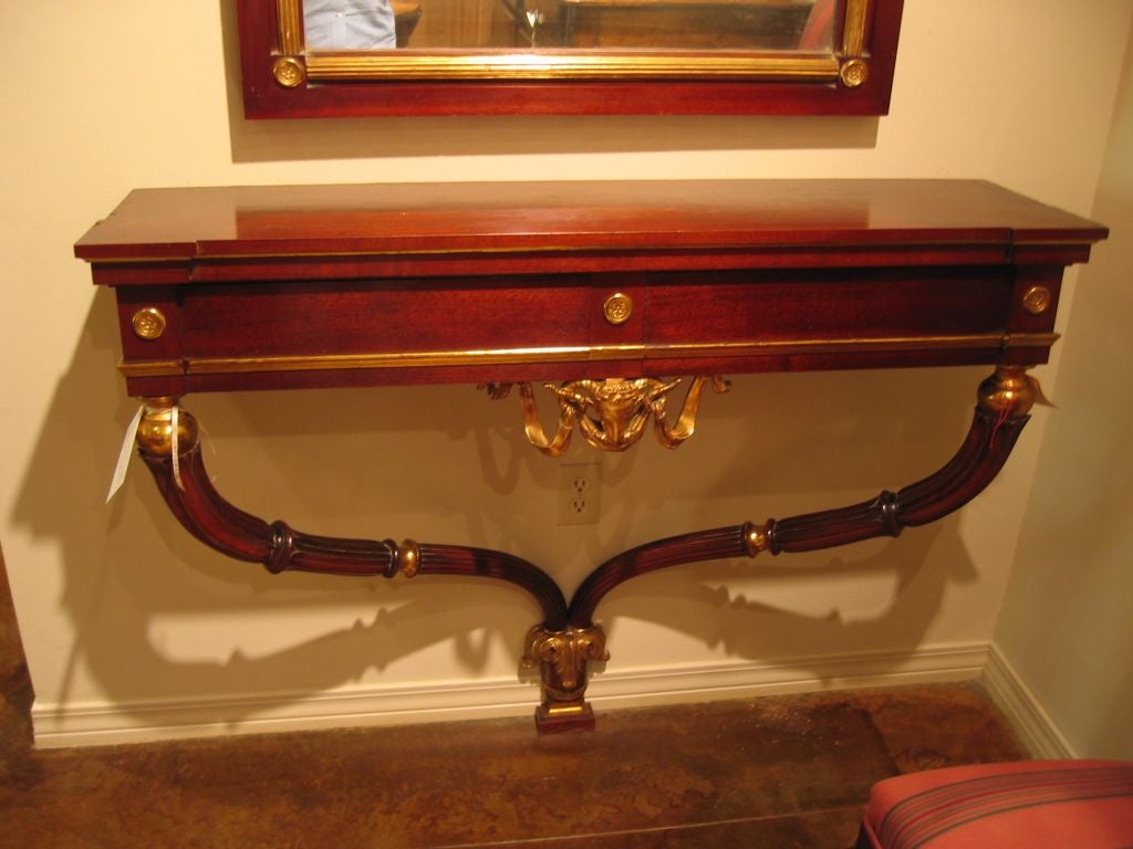 Beautiful mahogany and gilt console and mirror