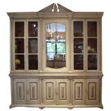 18-19th century painted Spainish bookcase with mirrored door.