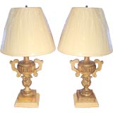 Pair 18th.century wood urn lamps