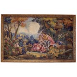18th.c hand painted wallpaper framed