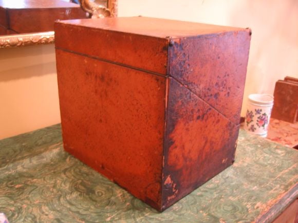 Leather 19th c. French leather faux book liquor box For Sale