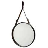 LEATHER FRAME MIRROR BY JACQUES ADNET