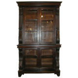 Antique William IV Anglo-Indian Mahogany Glazed Front Bookcase